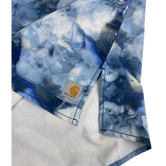 Carhartt Force Cross-Flex Modern Fit SS Scrub Top Blue Watercolor Indigo Flow S - Picture 6 of 12